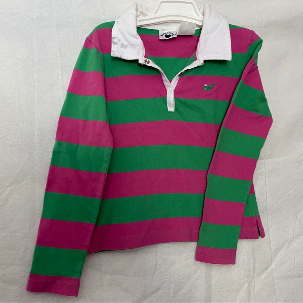 Hartstrings Girl’s Pink & Green Striped Shirt 7